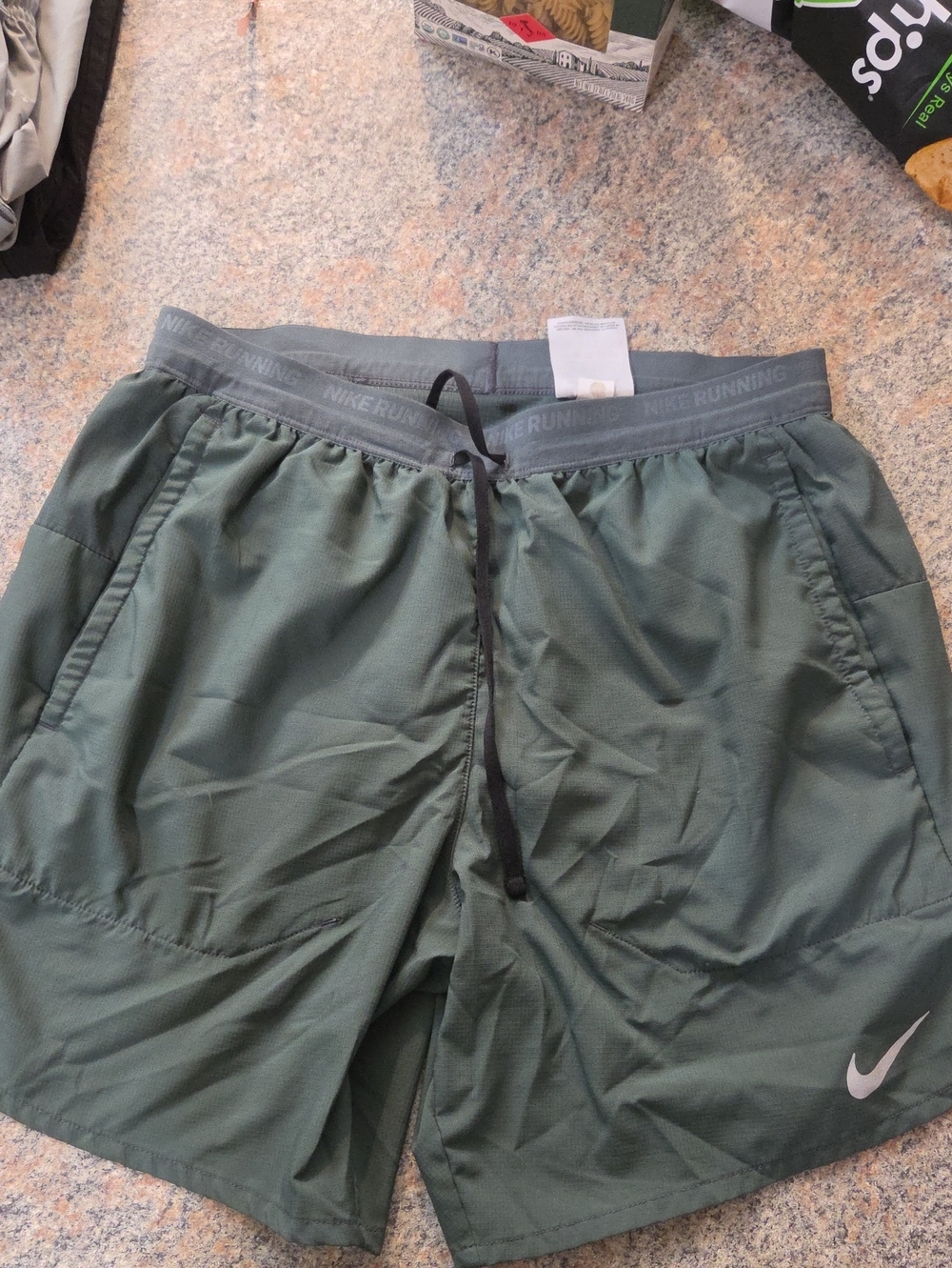 Nike Olive Green Athletic Running Shorts with Drawstring